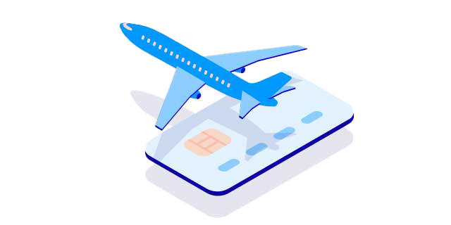 Luottokortti ja lentokone icon - 640x360